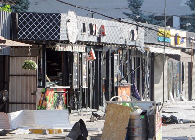 August 24, 2023, Dnipro, Ukraine: DNIPRO, UKRAINE - AUGUST 24, 2023 - The Central Bus Station and nearby buildings show damage caused by an overnight Russian missile attack, Dnipro, central Ukraine. As reported, Russian occupiers launched missiles against