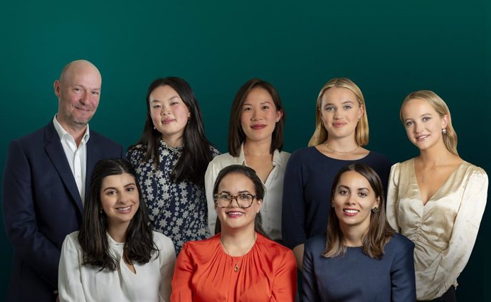 Back row (L - R): Alan Tovey, Ysabel Chen, Christina Tang, Emelia Rice and Harriet Groves. Front row (L - R): Bella Lahdo, Tashi Lassalle and Ksenia Galouchko.