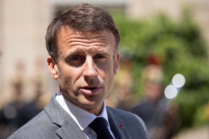 Archivo - July 21, 2023, Paris, France, France: French President Emmanuel Macron looks on prior to welcome Chilean President for a working lunch at the Elysee Palace. During the visit the two leaders will discuss the strengthening of bilateral relations