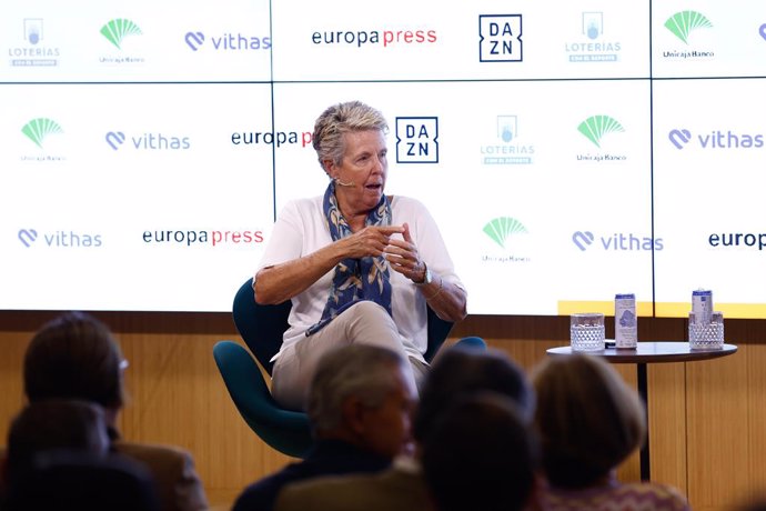 Marta Figueras-Dotti, Deporte and Business Executive Director, attends during the Desayunos Deportivos Europa Press - Solheim Cup at Meeting Palace Auditorium on September 07, 2023, in Madrid, Spain.