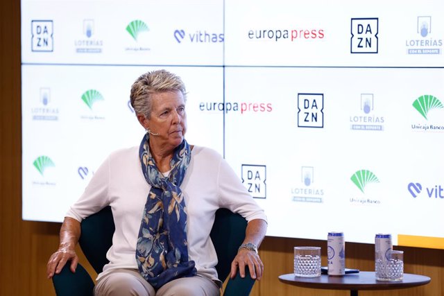 Marta Figueras-Dotti, Deporte and Business Executive Director, attends during the Desayunos Deportivos Europa Press - Solheim Cup at Meeting Palace Auditorium on September 07, 2023, in Madrid, Spain.