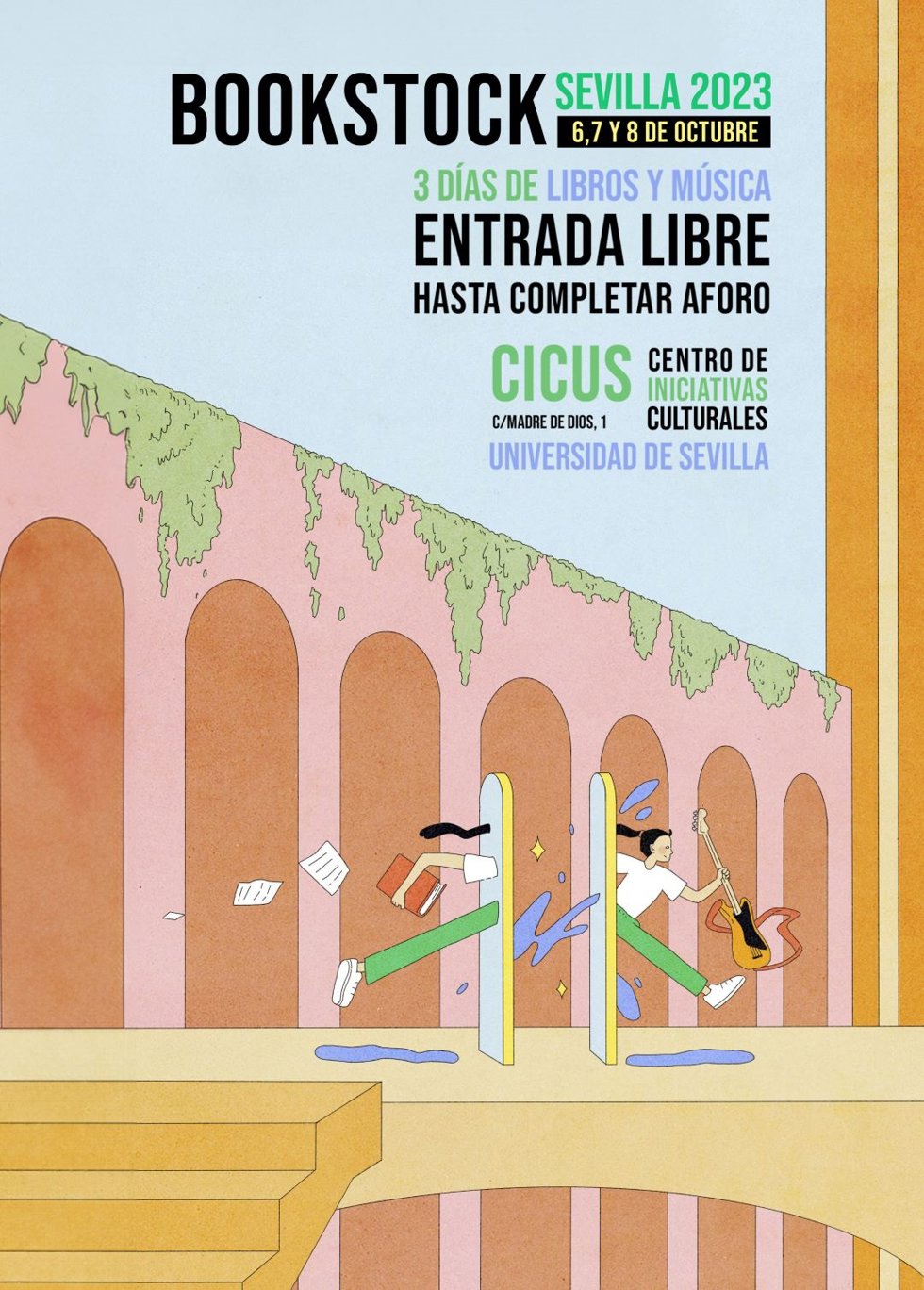 El cartel del festival Bookstock es obra de la ilustradora Laura Rubio.
