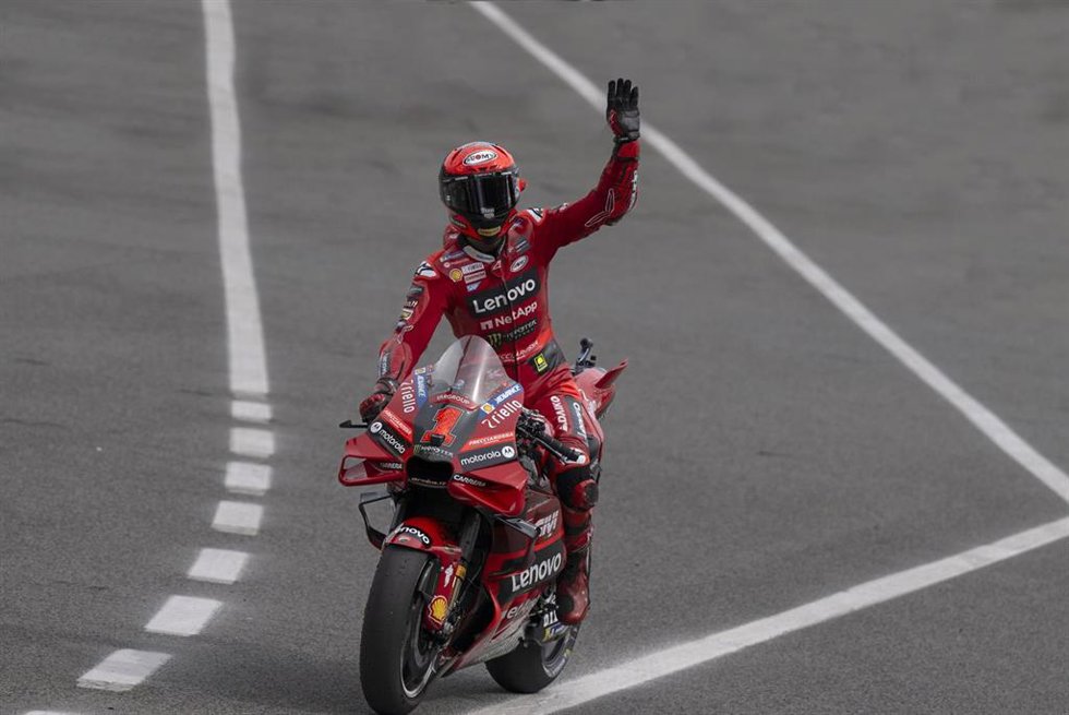 01 BAGNAIA Francesco (ita), Ducati Lenovo Team, Ducati Desmosedici GP23, action during the 2023 MotoGP Gran Premi Monster Energy de Catalunya on the Circuit de Barcelona-Catalunya from September 1 to 3, in Barcelona, Spain - Photo Studio Milagro / DPPI