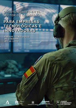 Cartel de las jornadas sobre oportunidades que ofrece el sector de la Defensa para empresas innovadoras.