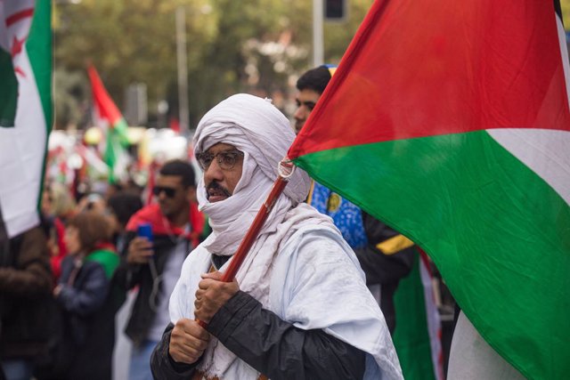 Archivo - November 12, 2022: Madrid, Spain. On the occasion of the 47th anniversary of the Madrid Tripartite Agreements, the annual demonstration in support of the self-determination of the Saharawi people was held. Summoned by the State Coordinator of So