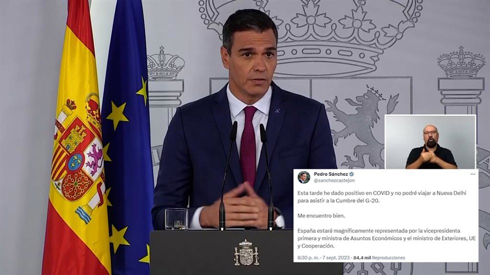 Sánchez da positivo en Covid y no podrá acudir a la cumbre del G-20