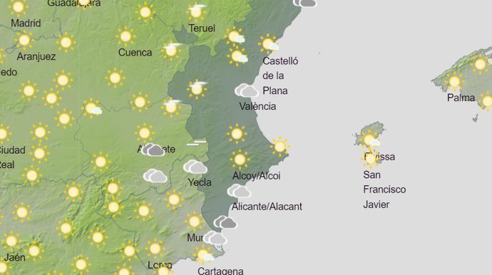 Mapa con la predicción del tiempo para este viernes 8 de septiembre