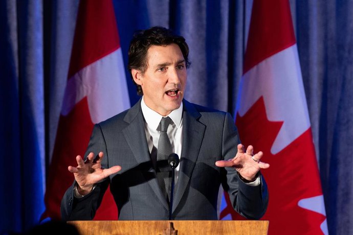Archivo - El primer ministro de Canadá, Justin Trudeau, pronuncia un discurso en Ottawa