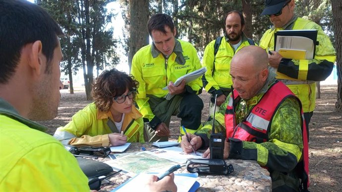 INFOAR desarrolla un simulacro de incendio forestal en Huesca para entrenar la coordinación de mando.