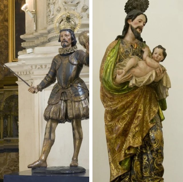 Imágenes de San Fernando y San José talladas por Pedro Roldán