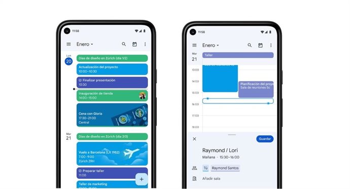 Interfaz de Google Calendario