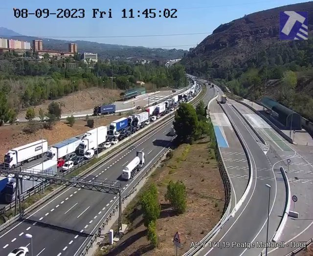 Imatge de les cues a l'AP-7 a Gelida