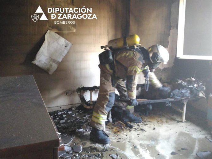 Estado de una de las habitaciones de la residencia de Sádaba.