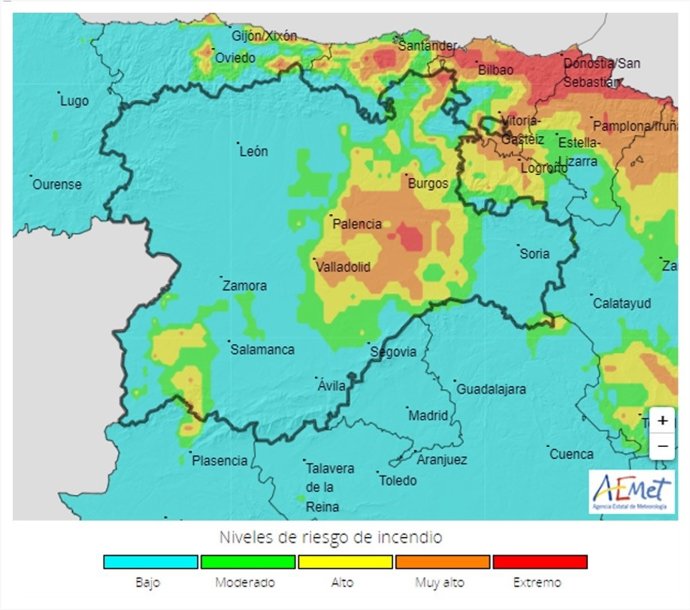 Riesgo extremo de incendios este sábado en el sur de Burgos