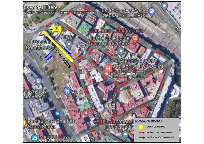 Obras en la calle Acacias