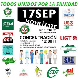La Agrupación de Trabajadores del SAS anuncia protestas el sábado 17 en toda Andalucía ante el "deterioro" de la sanidad