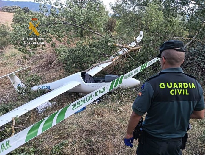 Planeador en el que viajaba el varón fallecido en Santa Cilia de Jaca.