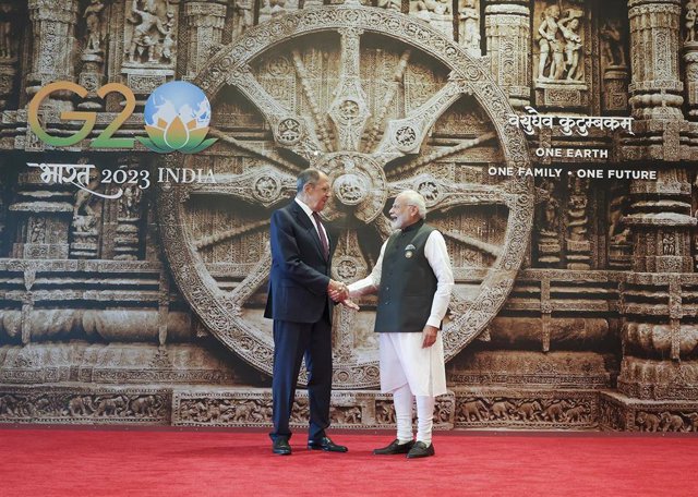 Sergei Lavrov y Narendra Modi en Nueva Delhi