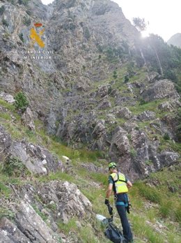 Labores de rescate de la ciudadana estadounidense, en la zona de Torla.