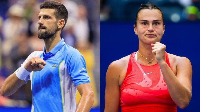 Los tenistas Novak Djokovic y Aryna Sabalenka, en el US Open 2023.