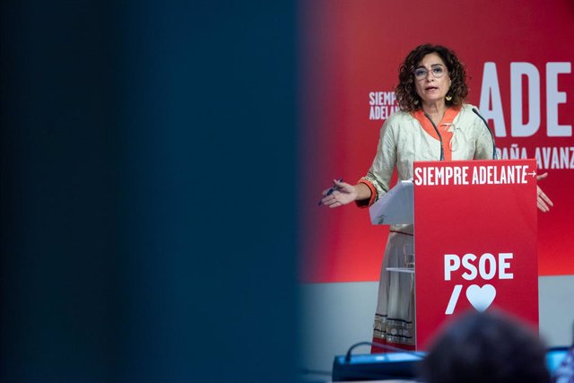 La sotssecretària general del PSOE i ministra d'Hisenda en funcions, María Jesús Montero, a la seu del PSOE, a Madrid (Madrid)