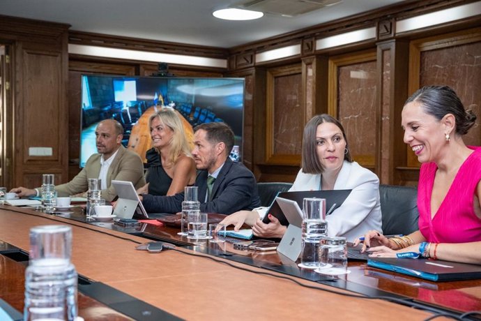 La consejera de Empleo del Gobierno de Canarias, Jessica De León (d), en la reunión del Consejo de Gobierno
