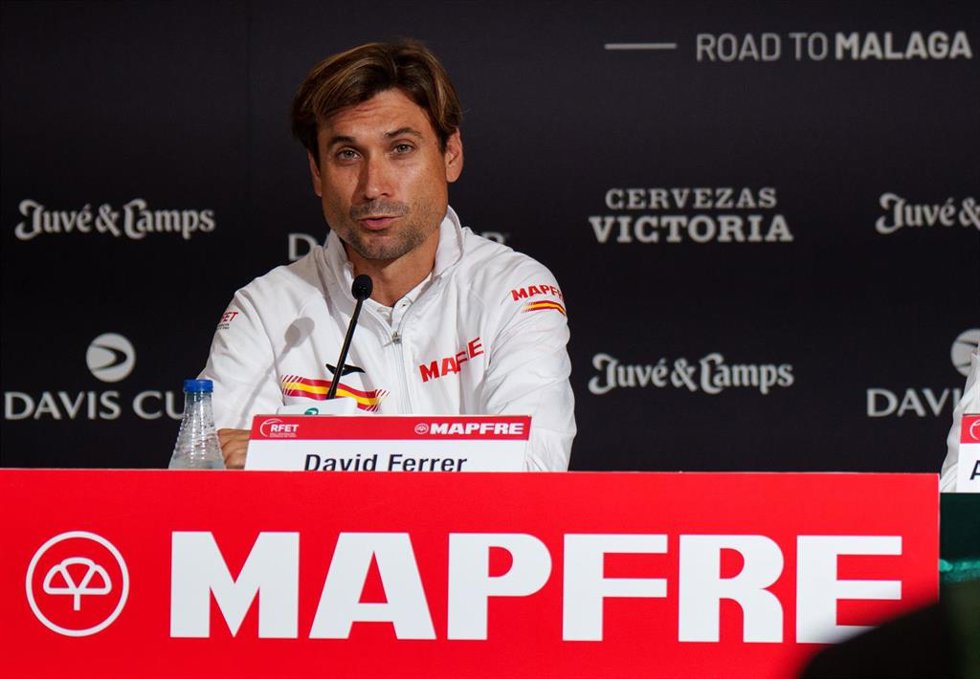 El capitán español de Copa Davis, David Ferrer, en rueda de prensa