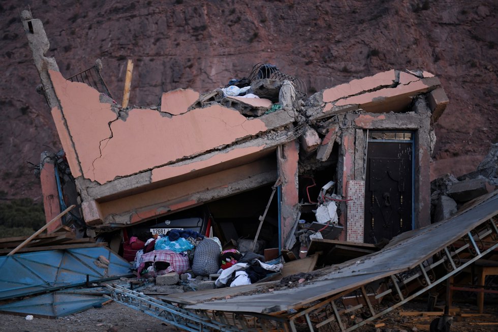 Una casa derrumbada, a 11 de septiembre de 2023, en Talat Nyakoub, provincia de Al Haouz, región de Marrakech-Safi