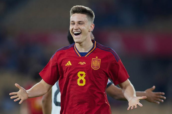 Archivo - Benat Turrientes of Spain celebrates a goal during International friendly match played between Spain U21 and Japan U21 at La Cartuja stadium November 18, 2022, in Sevilla, Spain.