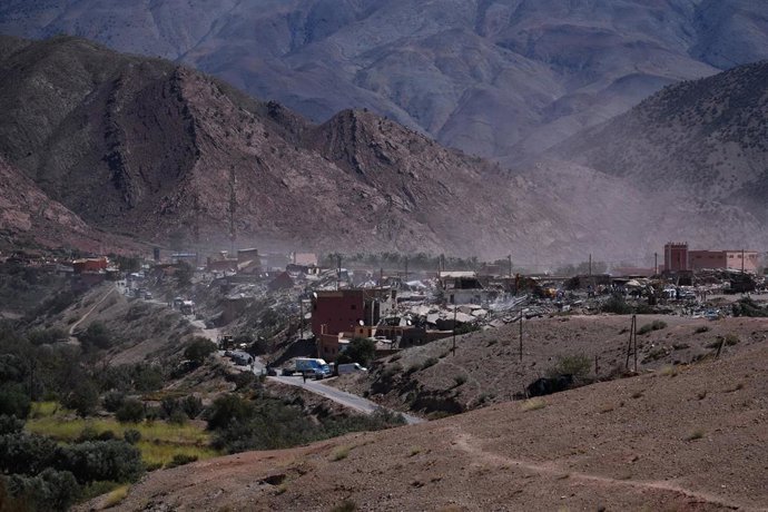 Vista general del municipio de Talat N'yak,en Talat N'yakoub, provincia de Al Haouz, región  de Marrakech-Safi (Marruecos)