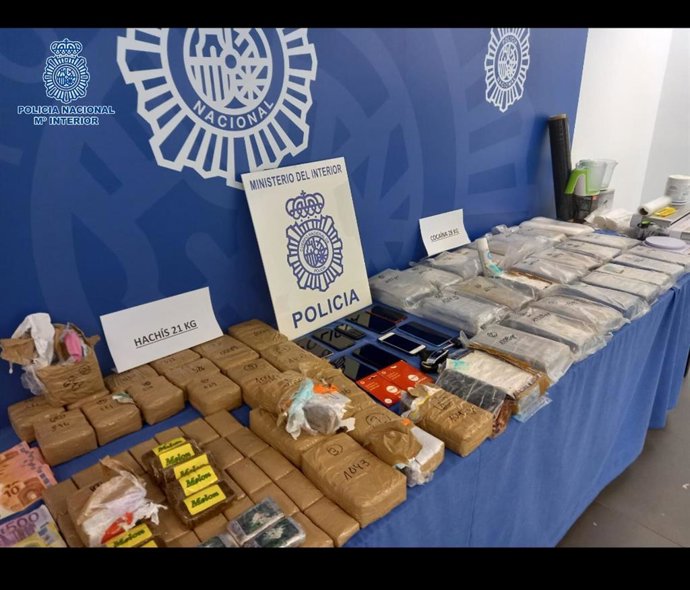 Droga incautada por la Policía Nacional en Zaragoza, La Rioja y Navarra.