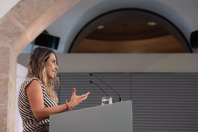 La portavoz del Govern, Patrícia Plaja, en rueda de prensa este martes.