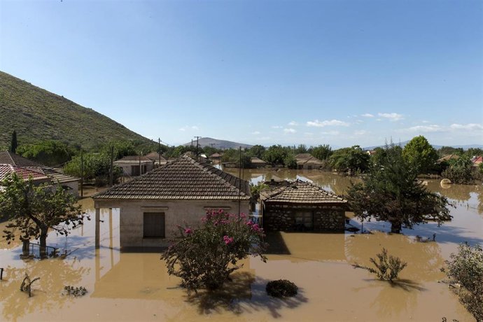 Una zona inundada por el temporal en Karditsa, Grecia
