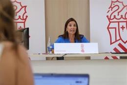 La portavoz del Consell y consellera de Hacienda, Economía y Administración Pública, Ruth Merino, informa de los asuntos tratados en la reunión del Pleno del Consell en imagen de archivo