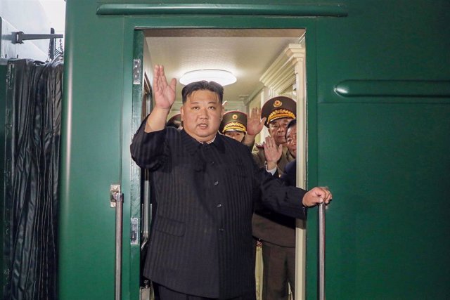El líder norcoreano, Kim Jong Un, a su salida de Pyongyang rumbo a territorio ruso