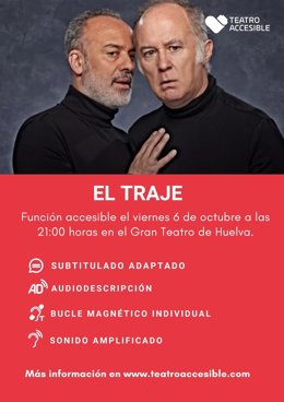 Cartel de la obra de teatro 'El Traje' en Huelva.