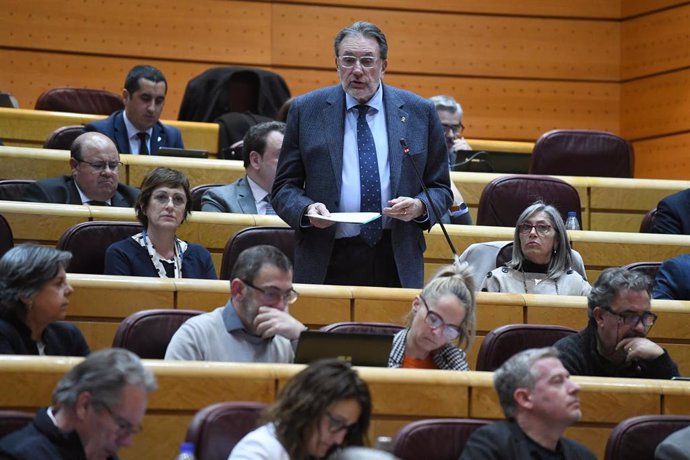 Archivo - El senador del grupo nacionalista Josep Lluís Cleries interviene durante una sesión de control al Gobierno en el Senado, a 7 de marzo de 2023, en Madrid (España). Durante el pleno, el Partido Popular ha presentado una moción por la que se inst