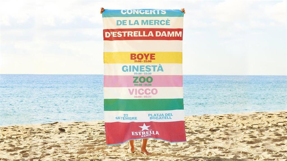 Cartel promocional de los conciertos que organiza Estrella Damm en la primera noche de las fiestas de la Merc.