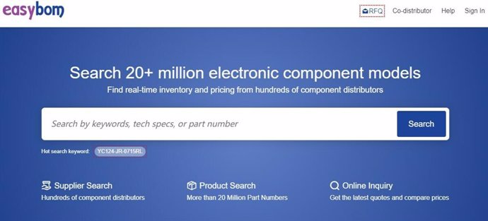 Easybom's homepage interface