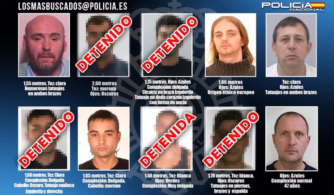 Cartel de la Policía con 'Los diez más buscados' en España