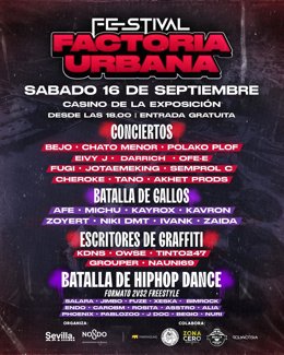 Cartel de participantes en la iniciativa de Factoría Cultural en el Casino de la Exposición.