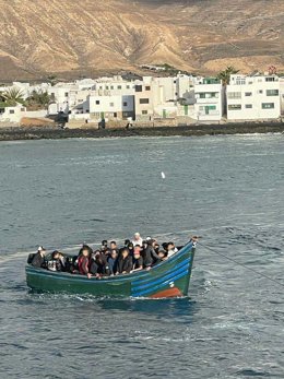 Una de las pateras que ha llegado a Lanzarote