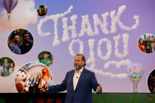 El cofundador, presidente y director ejecutivo de Salesforce, Marc Benioff, en el Dreamforce 2023