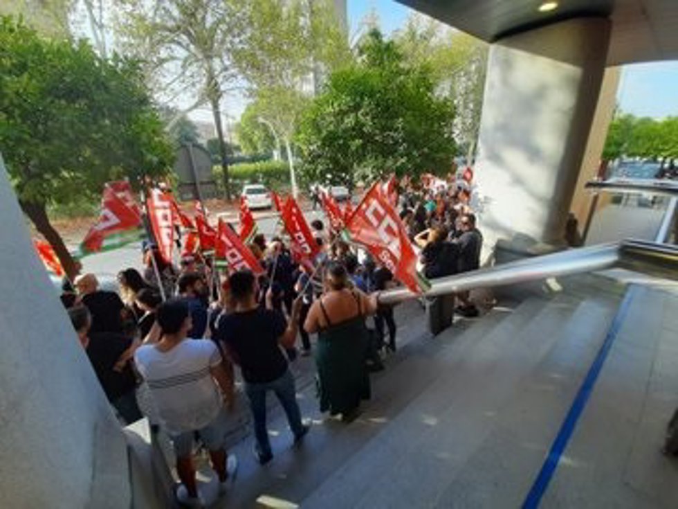 Imagen de una concentración anterior de trabajadores de ICCS.