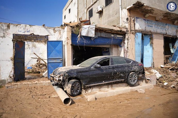 Una zona inundada en Derna, Libia