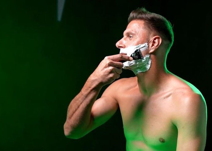 El exfutbolsita durante el rodaje del último spot de Gillette.