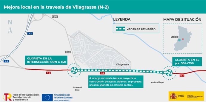 Zona de actuación en la N-2