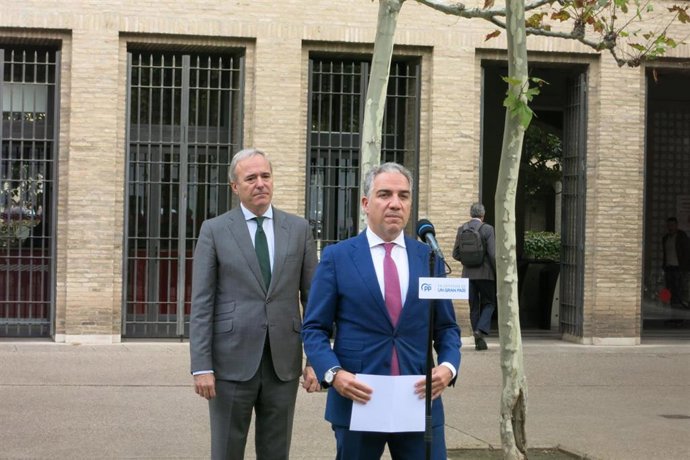 Archivo - El coordinador general del PP, Elías Bendodo, en Zaragoza.