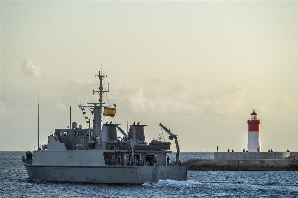 Archivo - El cazaminas Sella zarpa del puerto de Cartagena para integrarse en la Snmcmg 2 de la OTAN, a 25 de enero de 2022, en Cartagena, Murcia (España).