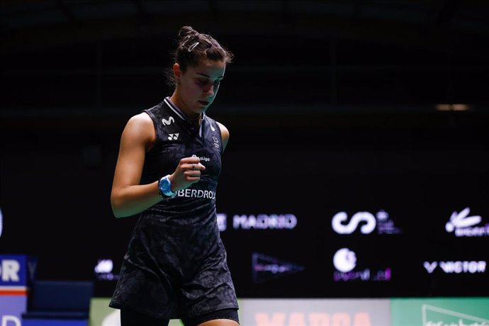 Archivo - La onubense Carolina Marín, durante el Madrid Spain Masters 2023 del HSBC BWF World Tour.